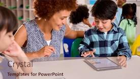  Presentation with cultural - Presentation theme having female-teacher-with-multi-cultural background and a soft green colored foreground