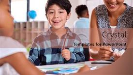 Presentation with cultural - Presentation design having female-teacher-with-multi-cultural background and a coral colored foreground