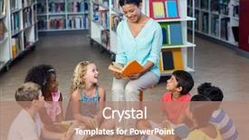  Presentation with teacher and students - PPT layouts featuring female teacher with students reading background and a  colored foreground