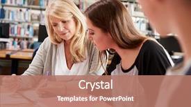  Presentation with female college student uti - PPT layouts featuring female teacher working with college background and a coral colored foreground