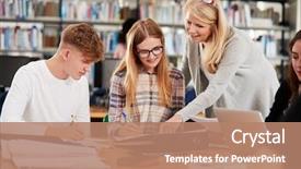  Presentation with female college student for health check up - Cool new slides with female teacher working with college backdrop and a coral colored foreground