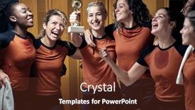  Presentation with locker room - Theme with female-team-at-the-locker background and a tawny brown colored foreground
