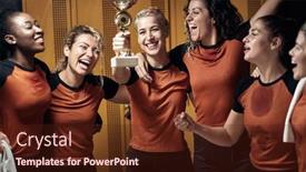  Presentation with locker room - Presentation theme consisting of female-team-in-a-locker background and a tawny brown colored foreground