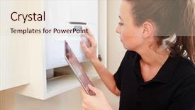  Presentation with boiler - Colorful PPT theme enhanced with female technician servicing a boiler backdrop and a lemonade colored foreground