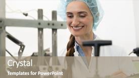  Presentation with quality control - Amazing PPT layouts having female technician writing a report backdrop and a coral colored foreground