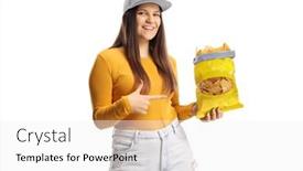  Presentation with tortilla - PPT theme having female-teenager-holding-a-pack background and a white colored foreground