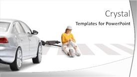  Presentation with knee - Slide deck with female-teenager-with-a-scooter background and a white colored foreground