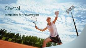  Presentation with professional tennis player athlete man - Audience pleasing PPT layouts consisting of dross - female tennis player at training backdrop and a sky blue colored foreground