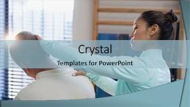  Presentation with female hospital patient - Beautiful PPT theme featuring female therapist examining neck backdrop and a  colored foreground