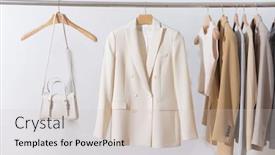  Presentation with formal jacket - Beautiful PPT theme featuring female-three-business-formal-jacket backdrop and a lemonade colored foreground