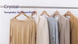  Presentation with formal jacket - PPT theme having female-three-business-formal-jacket background and a sky blue colored foreground