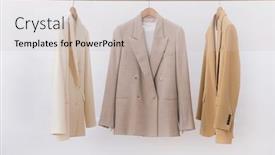  Presentation with formal jacket - Beautiful PPT theme featuring female-three-business-formal-jacket backdrop and a soft green colored foreground
