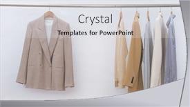  Presentation with blue formal - Cool new slide deck with female-three-business-formal-suit backdrop and a light gray colored foreground