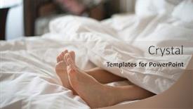  Presentation with female - Slide set having female-toes-peeking-out background and a mint green colored foreground