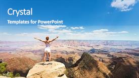  Presentation with grand canyon - Theme consisting of female tourist look at grand background and a teal colored foreground