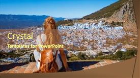  Presentation with morocco - Theme with female-tourist-looking-at-chefchaouen background and a coral colored foreground