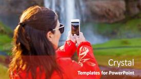  Presentation with tourist - Cool new theme with female-tourist-taking-pcitures backdrop and a crimson colored foreground