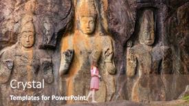  Presentation with sri lanka - PPT theme consisting of female-tourist-visiting-buduruwagala-temple background and a violet colored foreground