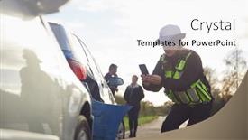  Presentation with traffic police - Slides enhanced with female-traffic-police-officer-taking background and a white colored foreground