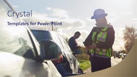  Presentation with traffic police - Amazing theme having female-traffic-police-officer-taking backdrop and a sky blue colored foreground