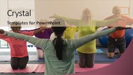  Presentation with exercise trainer - Audience pleasing PPT theme consisting of female trainer assisting active multi backdrop and a soft green colored foreground