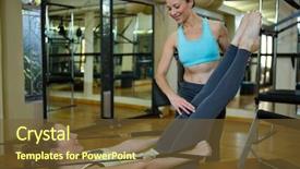  Presentation with exercise trainer - PPT layouts having female-trainer-assisting-woman background and a tawny brown colored foreground