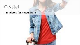  Presentation with ticket - Colorful theme enhanced with female-traveler-with-ticket backdrop and a white colored foreground