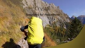  Presentation with walking - Slides having female-trekker-walking-along-pradidali background and a coral colored foreground