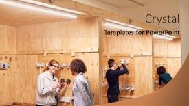  Presentation with electricians - Slides enhanced with female-tutor-with-trainee-electricians background and a coral colored foreground