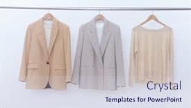  Presentation with formal jacket - Cool new theme with female-two-formal-business-brown backdrop and a sky blue colored foreground