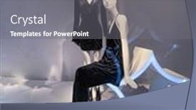  Presentation with black female - PPT theme having female-two-mannequin-in-black background and a gray colored foreground
