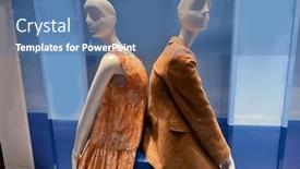  Presentation with clothes shop - Slide deck enhanced with female-two-mannequin-in-fashion background and a ocean colored foreground