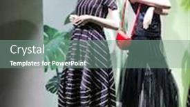  Presentation with green leaves - Presentation design with female-two-mannequins-in-summer background and a seafoam green colored foreground