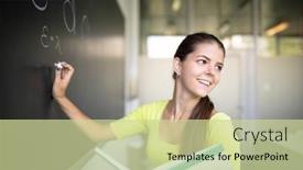  Presentation with problem solving - Colorful PPT theme enhanced with female-university-student-in-front backdrop and a soft green colored foreground