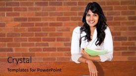  Presentation with university building - Colorful PPT layouts enhanced with female university student inside campus backdrop and a red colored foreground