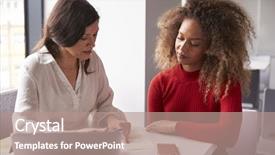  Presentation with student nurse teaching university - PPT theme having female university student working one background and a coral colored foreground