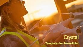  Presentation with uas - Beautiful slide deck featuring female unmanned aircraft system uas backdrop and a tawny brown colored foreground