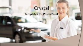  Presentation with dealership - Presentation design featuring female vehicle sales consultant presenting background and a lemonade colored foreground