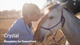  Presentation with vet - Theme enhanced with female vet stroking horse background and a violet colored foreground