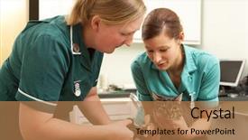  Presentation with veterinary nurse - Audience pleasing presentation theme consisting of female veterinary surgeon and nurse examining cat in surgery backdrop and a coral colored foreground