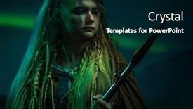  Presentation with female warrior - PPT layouts consisting of female-viking-warrior-against-aurora background and a black colored foreground