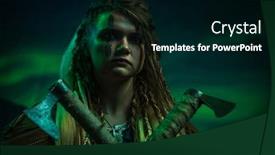  Presentation with female warrior - Beautiful theme featuring female-viking-warrior-against-aurora backdrop and a black colored foreground