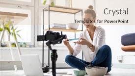  Presentation with pottery - Cool new theme with female-vlogger-making-social-media backdrop and a lemonade colored foreground