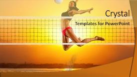  Presentation with volley - Audience pleasing slide deck consisting of female volley ball beach player backdrop and a yellow colored foreground
