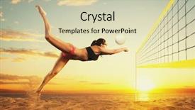  Presentation with volley - Slide set enhanced with female volley ball beach player background and a soft green colored foreground