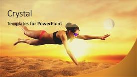  Presentation with volley - Amazing presentation design having female volley ball beach player backdrop and a yellow colored foreground