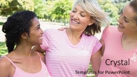  Presentation with breast cancer awareness - Presentation design with female volunteers supporting breast cancer background and a lemonade colored foreground