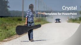  Presentation with road saftey seatbelt - Cool new slides with road hitchhiking with a guitar backdrop and a seafoam green colored foreground