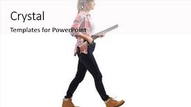  Presentation with lens flare on white - Presentation design with female walking with a shotgun background and a white colored foreground