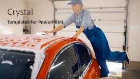  Presentation with windshield - Slide deck consisting of female-washer-wipes-the-automobile background and a mint green colored foreground